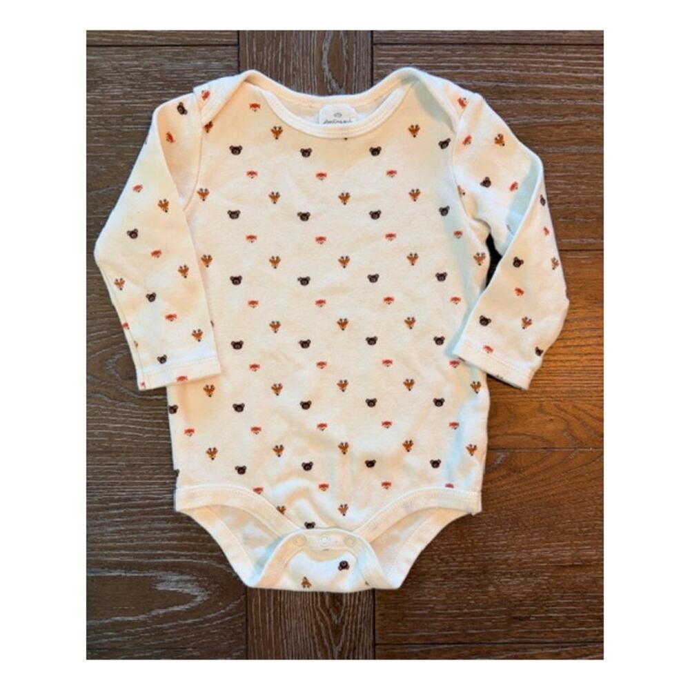 Starting Out 12m Baby Long Sleeve One-piece Bodysuit Deer Bear Fox 100% Cotton